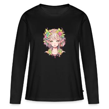 Anime, Fille d’anime, Fille d’anime, Elfe - T-shirt manches longues Premium bio Femme - noir - Devant - Julia (174cm)