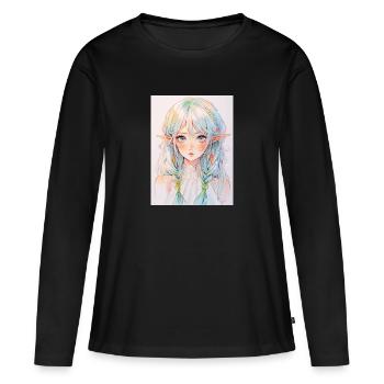 Anime, Fille d’anime, Fille d’anime, Elfe - T-shirt manches longues Premium bio Femme - noir - Devant - Julia (174cm)