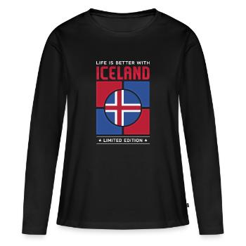 Islande - T-shirt manches longues Premium bio Femme - noir - Devant - Julia (174cm)