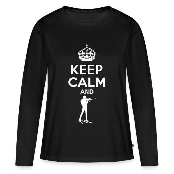 Keep Calm - Biathlon - T-shirt manches longues Premium bio Femme - noir - Devant - Julia (174cm)