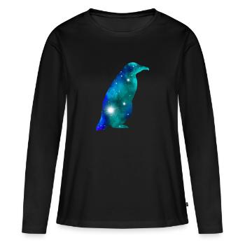 Galaxy Penguin - Frauen Premium Bio Langarmshirt - Schwarz - Vorne - Julia (174cm)