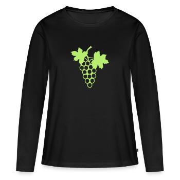 grappe raisin vigne feuille 27 - T-shirt manches longues Premium bio Femme - noir - Devant - Julia (174cm)