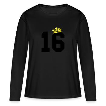 16 couronne - T-shirt manches longues Premium bio Femme - noir - Devant - Julia (174cm)
