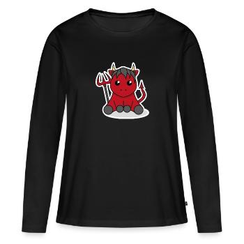 Petit diable - T-shirt manches longues Premium bio Femme - noir - Devant - Julia (174cm)