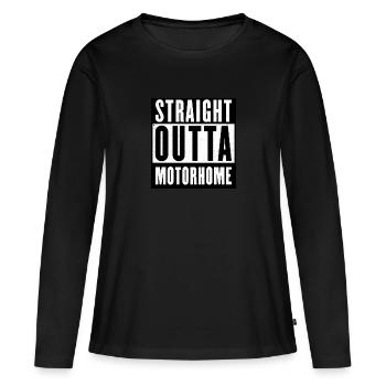 STRAIGHT OUTTA MOTORHOME - T-shirt manches longues Premium bio Femme - noir - Devant - Julia (174cm)