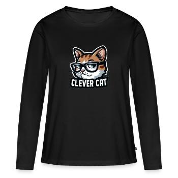 CHAT MALIN - T-shirt manches longues Premium bio Femme - noir - Devant - Julia (174cm)
