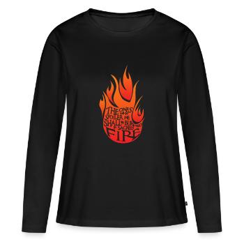 Heiliges Feuer Red Version - Frauen Premium Bio Langarmshirt - Schwarz - Vorne - Julia (174cm)