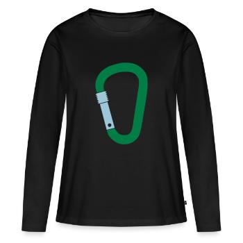 Karabiner - Frauen Premium Bio Langarmshirt - Schwarz - Vorne - Julia (174cm)