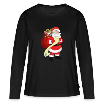 Noël Noël Père Noël Père Noël - T-shirt manches longues Premium bio Femme - noir - Devant - Julia (174cm)