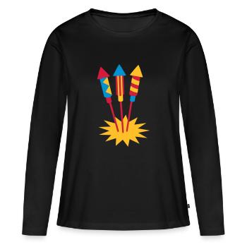 Feuerwerk Silvester - Frauen Premium Bio Langarmshirt - Schwarz - Vorne - Julia (174cm)