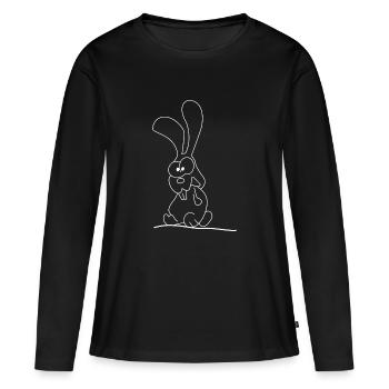 Verrückter, sitzender Hase in weiß - Frauen Premium Bio Langarmshirt - Schwarz - Vorne - Julia (174cm)