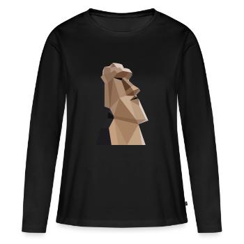 Statue moai - T-shirt manches longues Premium bio Femme - noir - Devant - Julia (174cm)