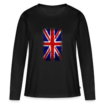 Union Jack Grande-Bretagne - T-shirt manches longues Premium bio Femme - noir - Devant - Julia (174cm)