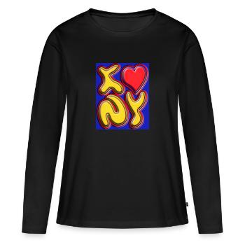 J’aime NY en différentes couleurs - T-shirt manches longues Premium bio Femme - noir - Devant - Julia (174cm)