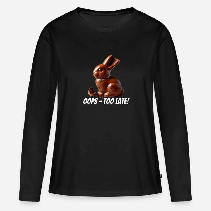 Oops – zu spät! Zerbrochener Schoko-Osterhase - Frauen Premium Bio Langarmshirt - Schwarz