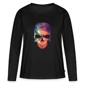 Universe - Space - Galaxy Skull - Women's Premium Organic Long Sleeve Shirt - black - Front - Julia (174cm)