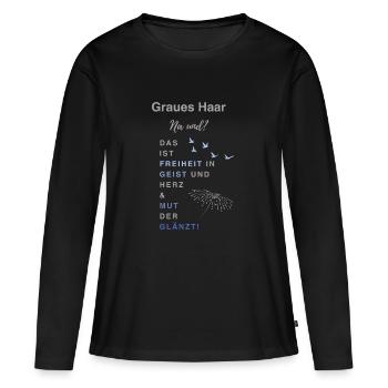Graues Haar - Frauen Premium Bio Langarmshirt - Schwarz - Vorne - Julia (174cm)