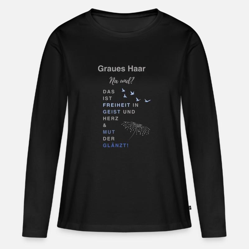 Graues Haar - Frauen Premium Bio Langarmshirt - Schwarz