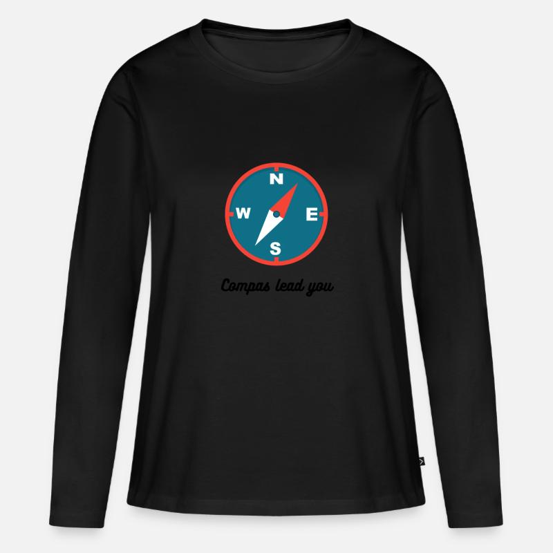 Compass lead you - Frauen Premium Bio Langarmshirt - Schwarz