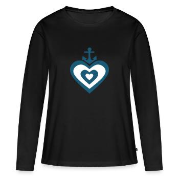 Heart Anchor Allemagne du Nord Matelot Capitaine - T-shirt manches longues Premium bio Femme - noir - Devant - Julia (174cm)