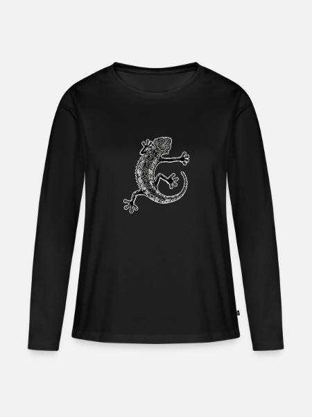 Gecko - Frauen Premium Bio Langarmshirt - Schwarz