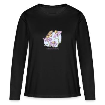Dessin botanique d’échinacée pourpre - T-shirt manches longues Premium bio Femme - noir - Devant - Julia (174cm)