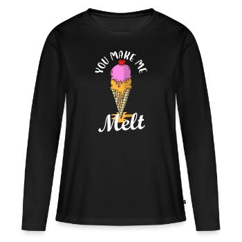 tu me fais fondre Design pour un dicton alimentaire et - T-shirt manches longues Premium bio Femme - noir - Devant - Julia (174cm)