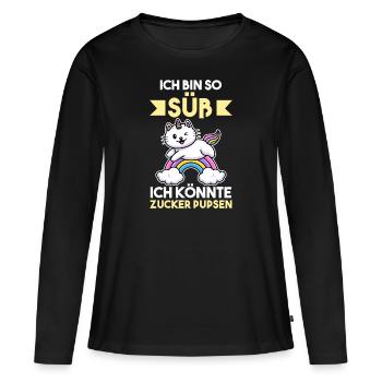 Deine Fürze stinken aber Ich liebe Dich - Frauen Premium Bio Langarmshirt - Schwarz - Vorne - Julia (174cm)