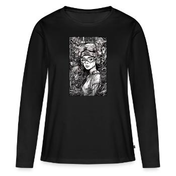 Tech girl, black and white, , Digital - T-shirt manches longues Premium bio Femme - noir - Devant - Julia (174cm)