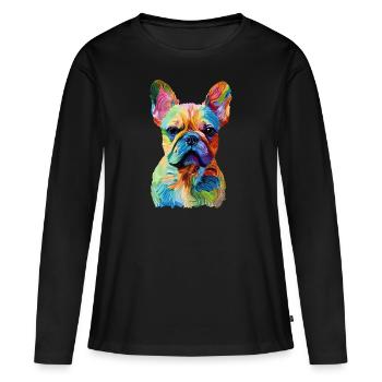 Art du bouledogue français - T-shirt manches longues Premium bio Femme - noir - Devant - Julia (174cm)