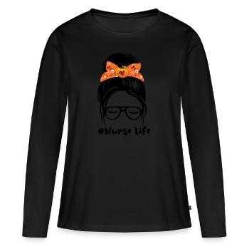 Krankenschwester Krankenpflegerin Vintage Hospital - Frauen Premium Bio Langarmshirt - Schwarz - Vorne - Julia (174cm)