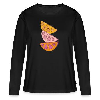 orangen schnitze - Frauen Premium Bio Langarmshirt - Schwarz - Vorne - Julia (174cm)