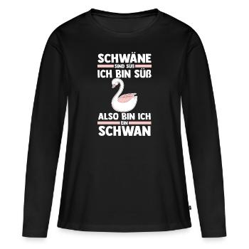 Schwan - Frauen Premium Bio Langarmshirt - Schwarz - Vorne - Julia (174cm)