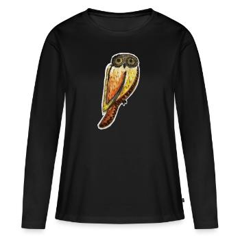 Owl - Nachteule - Süße Eule ~ Hi du alte Nachteule - Frauen Premium Bio Langarmshirt - Schwarz - Vorne - Julia (174cm)