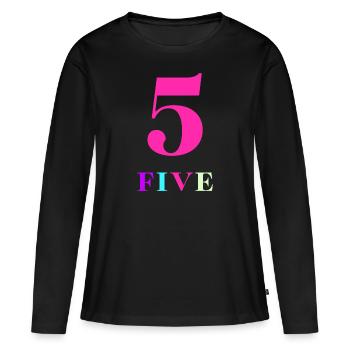 Five -5e anniversaire - T-shirt manches longues Premium bio Femme - noir - Devant - Julia (174cm)