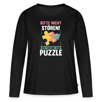 Puzzlefan Puzzler Puzzleteile Puzzle - Frauen Premium Bio Langarmshirt - Schwarz - Vorne - Julia (174cm)