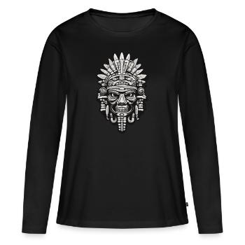 Maya / Haute Culture / Pérou / Calendrier Maya / Motif - T-shirt manches longues Premium bio Femme - noir - Devant - Julia (174cm)