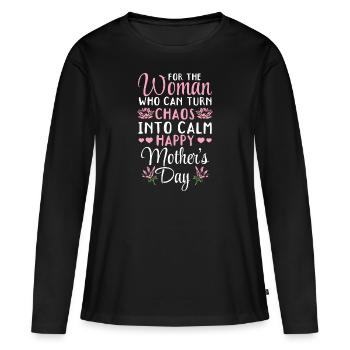 Chaos 2 Calm: Happy Mother's Day - Frauen Premium Bio Langarmshirt - Schwarz - Vorne - Julia (174cm)