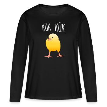 Poussin - T-shirt manches longues Premium bio Femme - noir - Devant - Julia (174cm)
