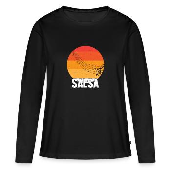 Danseuse de salsa Danseuse - T-shirt manches longues Premium bio Femme - noir - Devant - Julia (174cm)