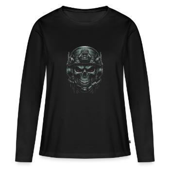 Crâne de commando - T-shirt manches longues Premium bio Femme - noir - Devant - Julia (174cm)