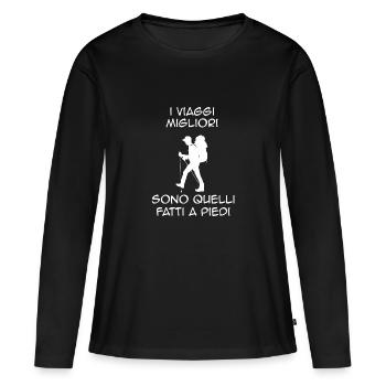 ErSa 2022. Meilleurs voyages à pied pour routards - T-shirt manches longues Premium bio Femme - noir - Devant - Julia (174cm)