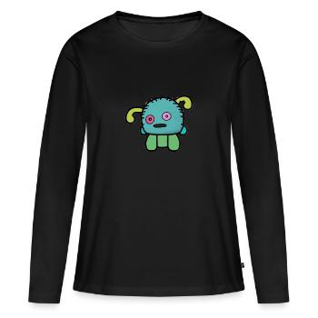 très petite créature ronde en peluche corps - T-shirt manches longues Premium bio Femme - noir - Devant - Julia (174cm)