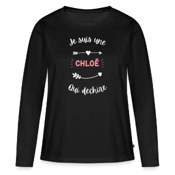 Je suis une Chloé qui déchire - T-shirt manches longues Premium bio Femme - noir - Devant - Julia (174cm)