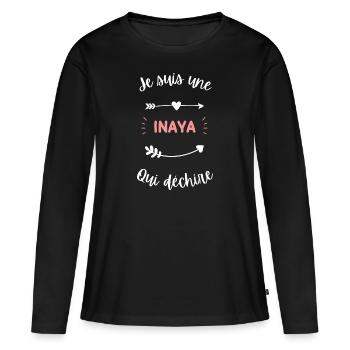 Je suis une Inaya qui déchire - T-shirt manches longues Premium bio Femme - noir - Devant - Julia (174cm)