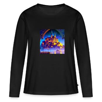 Mont Saint Michel - Château de rêve - T-shirt manches longues Premium bio Femme - noir - Devant - Julia (174cm)