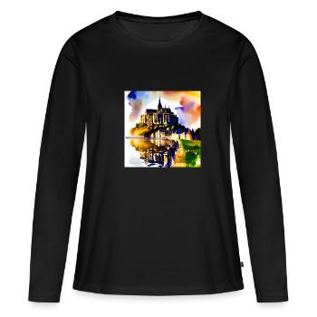 Mont Saint Michel, France - T-shirt manches longues Premium bio Femme - noir - Devant - Julia (174cm)