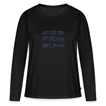 Sammlung von Segelknoten - Palstek, Schotstek, - Frauen Premium Bio Langarmshirt - Schwarz - Vorne - Julia (174cm)