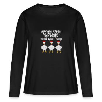 Chemise - les poulets n'en ont pas envie. Buck Bock Bock - T-shirt manches longues Premium bio Femme - noir - Devant - Julia (174cm)