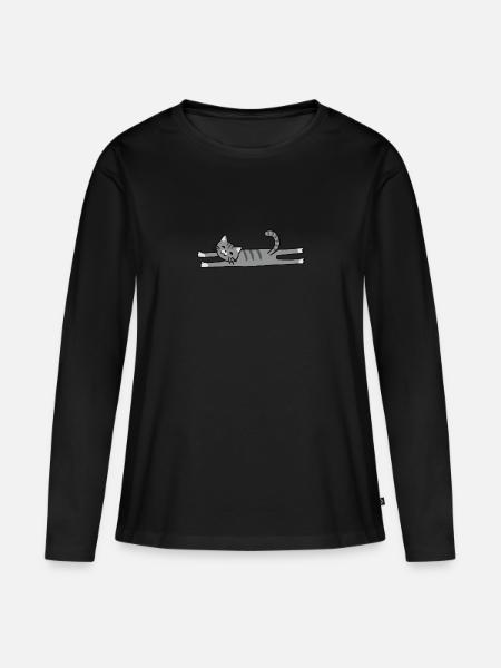 dehnende graue Katze - Frauen Premium Bio Langarmshirt - 